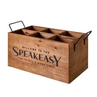 American Art Decor The Speakeasy Wood Crate Bottle Holder with Metal Handles - 7" x 14" x 8" in Brown | Michaels® | Michaels Stores