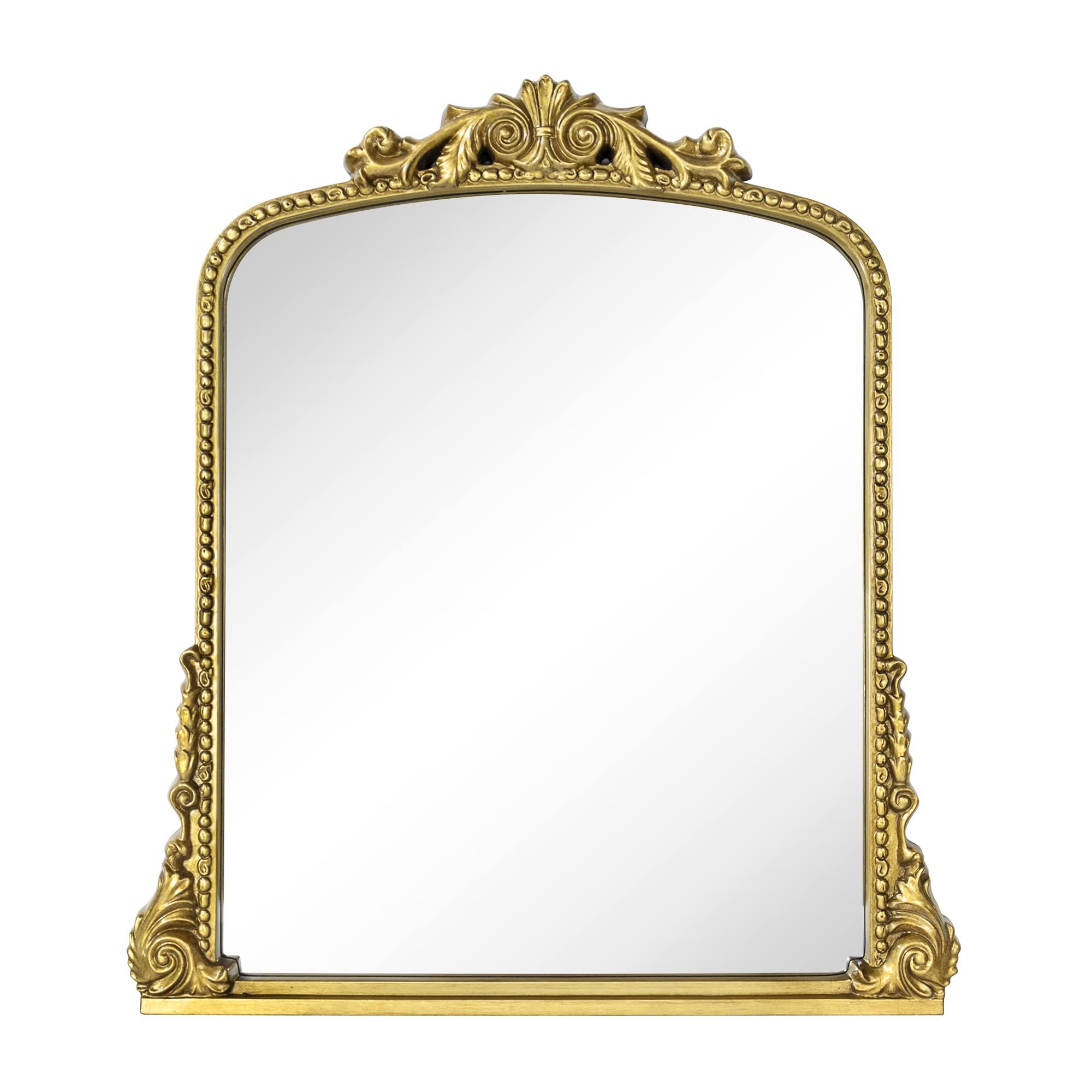 VANA NALA Antiqued Gold Ornate Mirror Arched Mantel Wall Mirror Baroque Inspired Bathroom Vanity ... | Amazon (US)