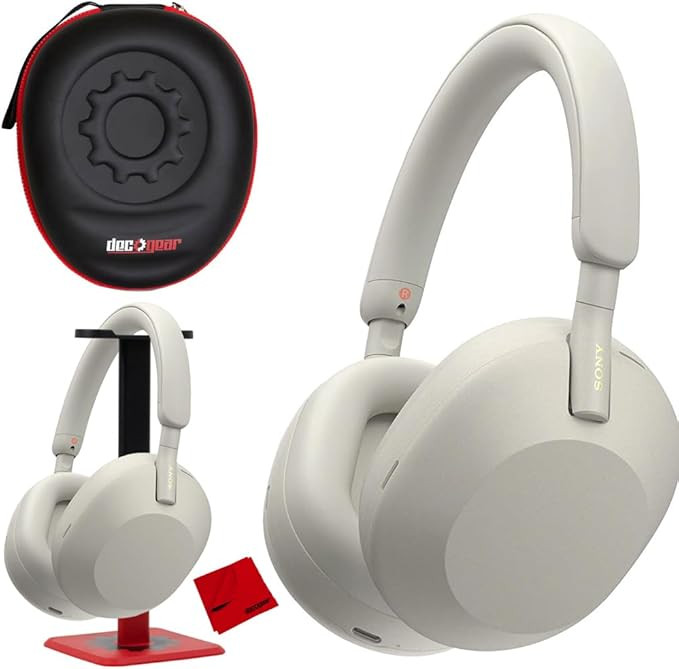 Sony WH1000XM5/S Wireless Noise Canceling Headphones (Silver) Bundle with Deco Gear Hard Case + P... | Amazon (US)