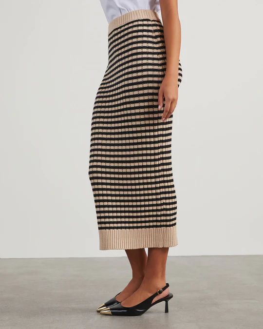 Harrison Striped Knit Midi Skirt | VICI Collection
