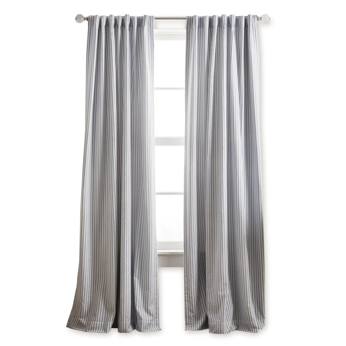 Ticking Cotton Blend Striped Blackout Rod Pocket Curtain Panels (Set of 2) | Wayfair North America
