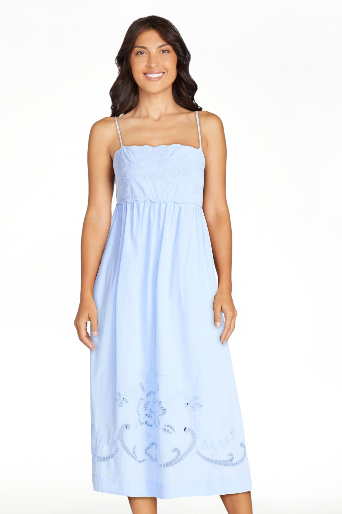 Free Assembly Women\u2019s Embroidered Cotton Midi Dress, Sizes XS-XXL | Walmart (US)