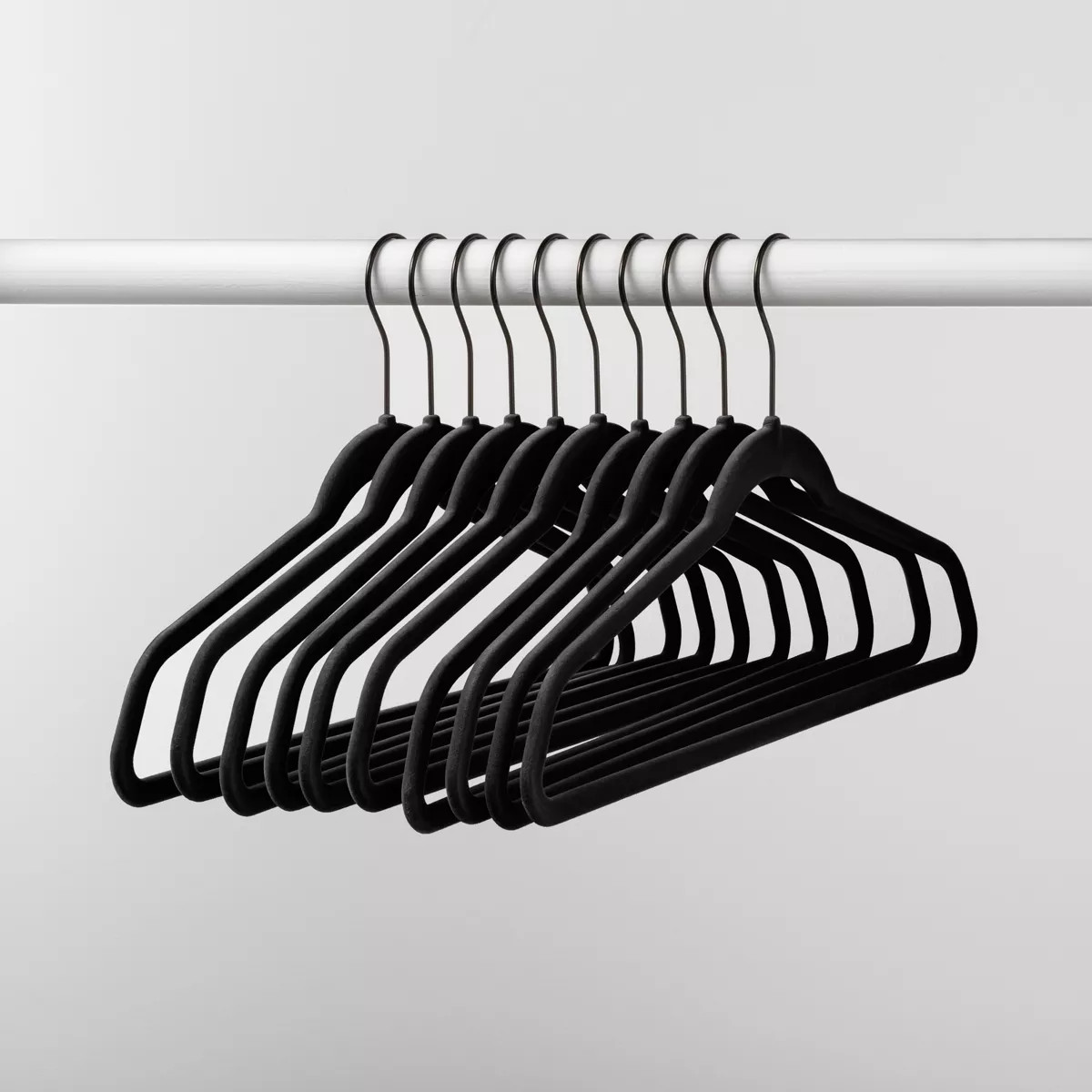 10pk Flocked Hangers Black - Brightroom™: Velvet Clothes Hangers for Sweaters, Shirts, Dresses,... | Target