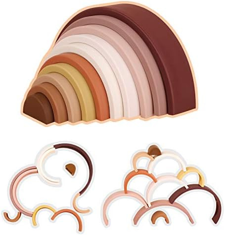 Silicone Stacking Rainbow, Silicone Stacking Toys, Stacking Toy for 1 Year Old and Up, 10 Pacs Ed... | Amazon (US)