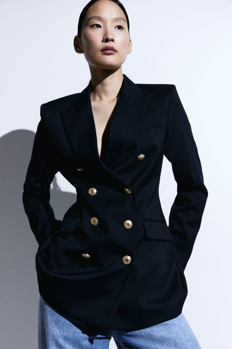 Double-breasted Blazer - Navy blue - Ladies | H&M US | H&M (US + CA)