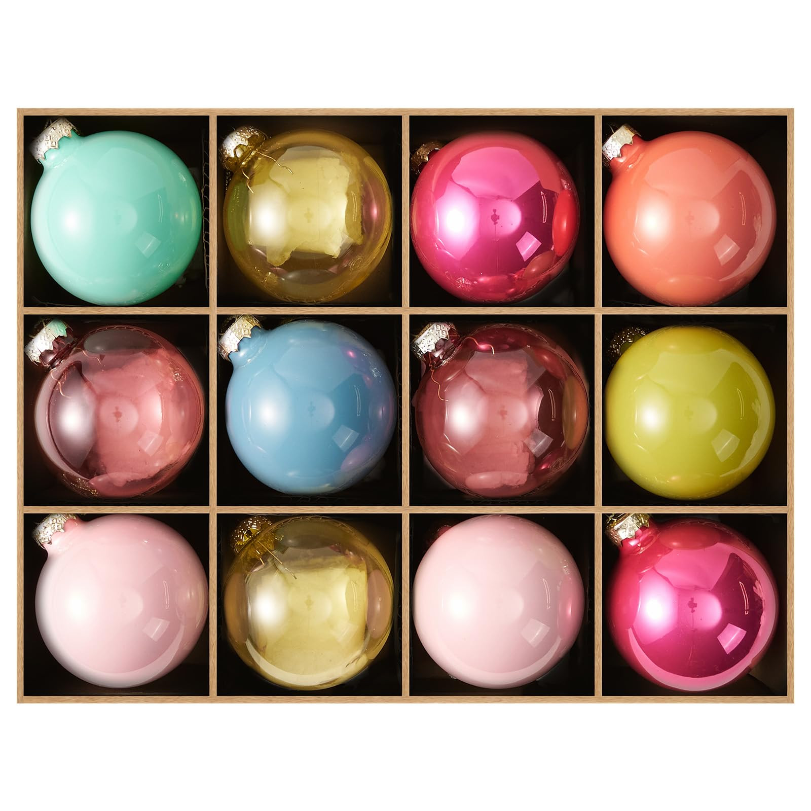 WDS WONDROUS Glass Christmas Ball Ornaments Set of 12, Pink & Blue & Green & Brown Christmas Orna... | Amazon (US)