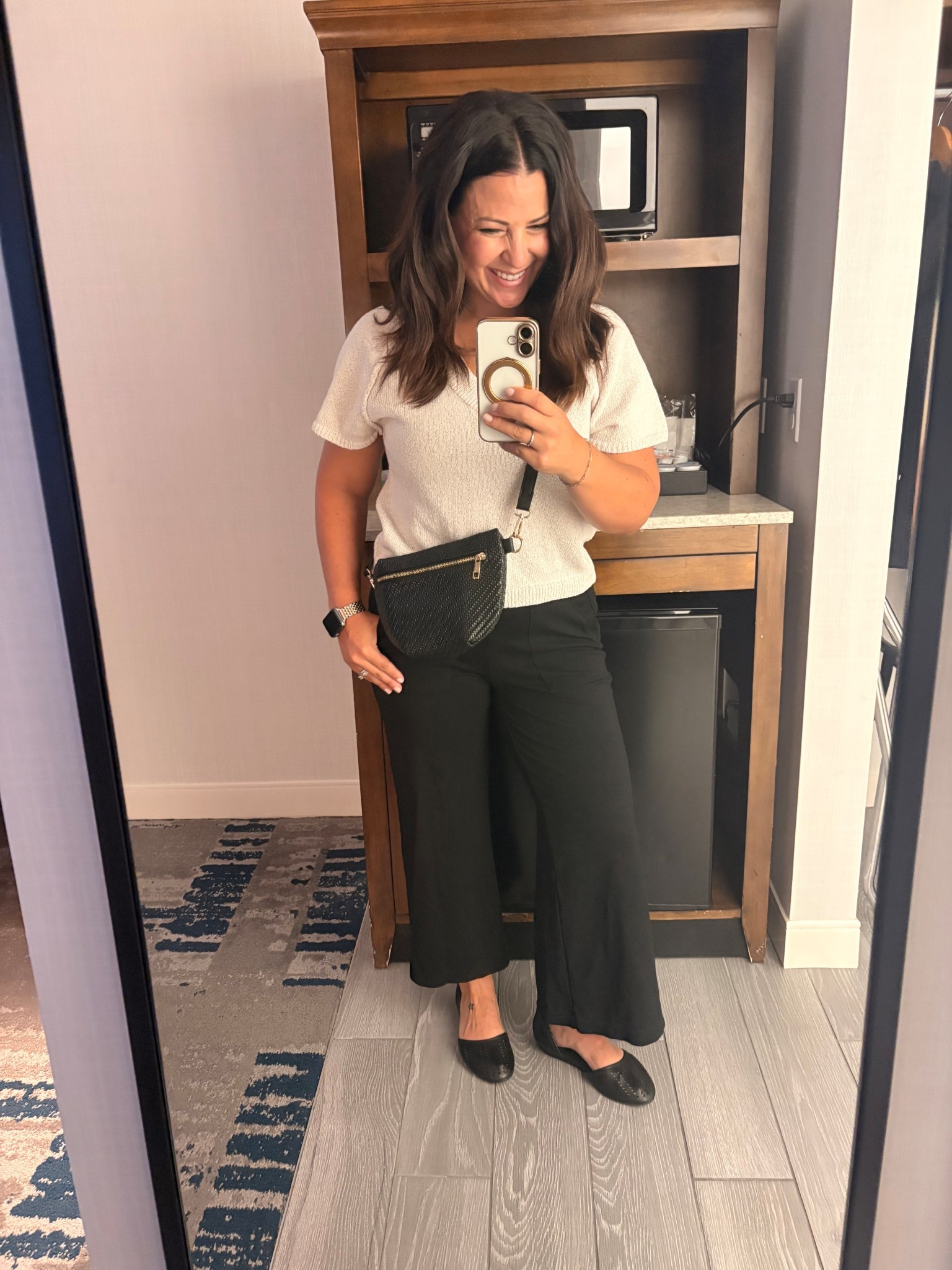 Comfy, cute and affordable business casual pieces for a very hot and humid day exploring Washington DC. I highly recommend these flats with an adjustable ankle strap. I walked 16k steps in them and my feet feel great. If you wear a half size, size down. My pull on wide leg trousers are a petite small and perfect for travel. 

Petite
Teacher style 


#LTKWorkwear #LTKTravel #LTKPetite
