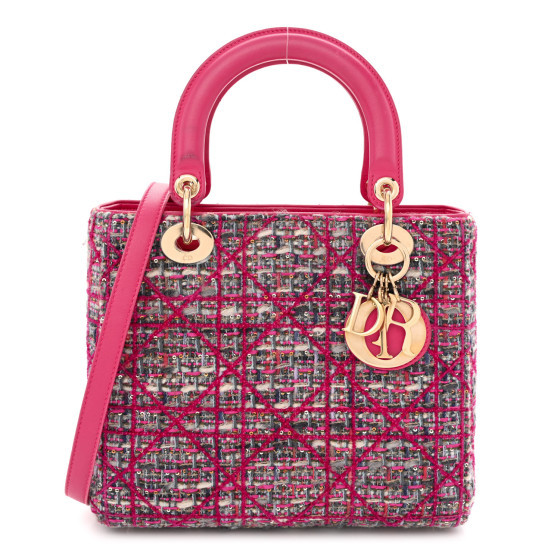 Tweed Medium Lady Dior Pink Multicolor | FASHIONPHILE (US)