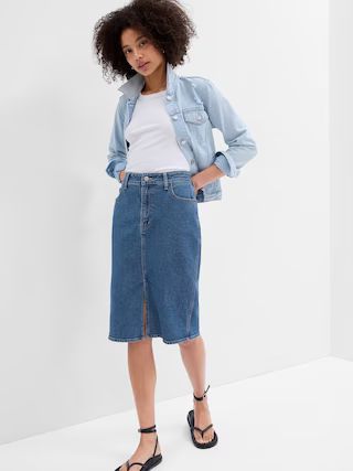 Denim Midi Pencil Skirt with Washwell | Gap Factory