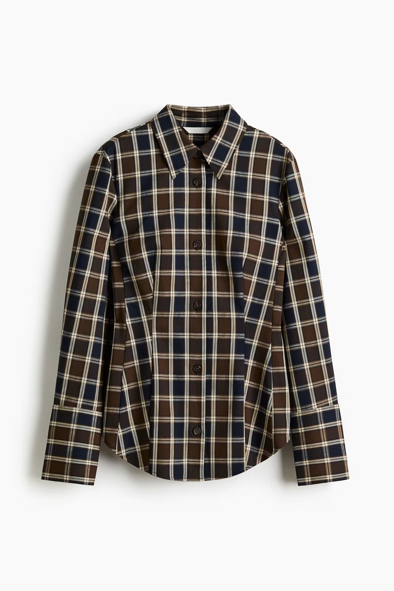 Camisa entallada de sarga - Verde caqui/Cuadros - MUJER | H&M ES | H&M (FR, IT, ES, PT, BE)