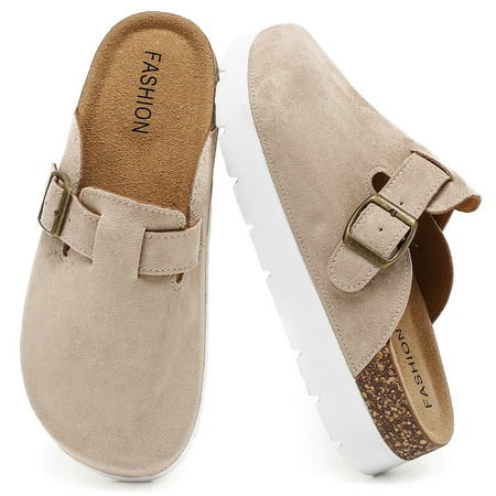 Women's Suede Clogs Platform Cork Footbed Footwear Comfort Memory Foam Mules with Arch Support Slip On Slippers Potato Shoes for Women Outdoor Indoor | Walmart (US)