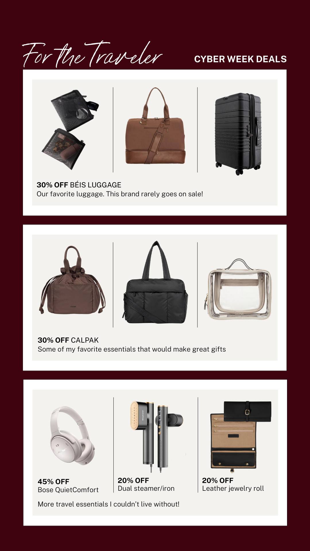 Cyber Monday deals on gifts for the traveler! | travel gifts, holiday gift guide, traveler gifts, gifts for her, gifts for him, beis luggage 

 #LTKCyberWeek #LTKGiftGuide #LTKHoliday