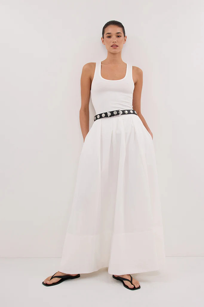 CONAGH WHITE POPLIN MIDI SKIRT | DISSH