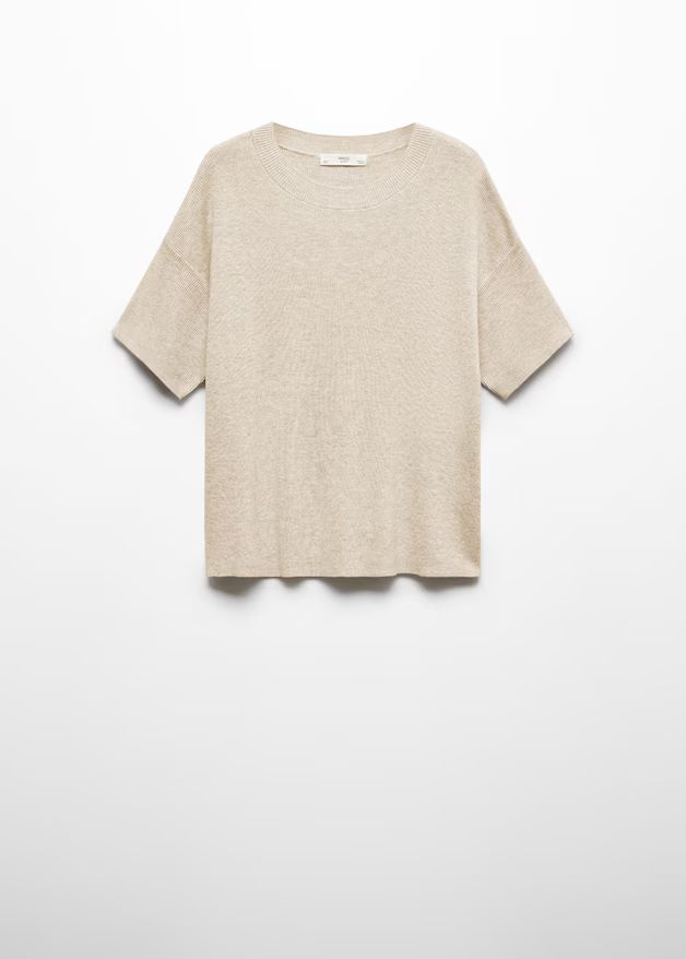 T-shirt maille coton lin | MANGO (FR)
