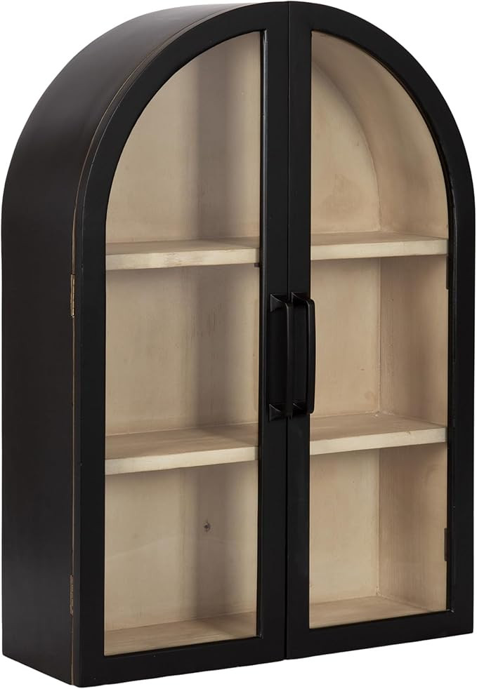Kate and Laurel Arcott Modern Arch Wall Cabinet, 21 x 8 x 30, Natural Wood and Black, Transitiona... | Amazon (US)