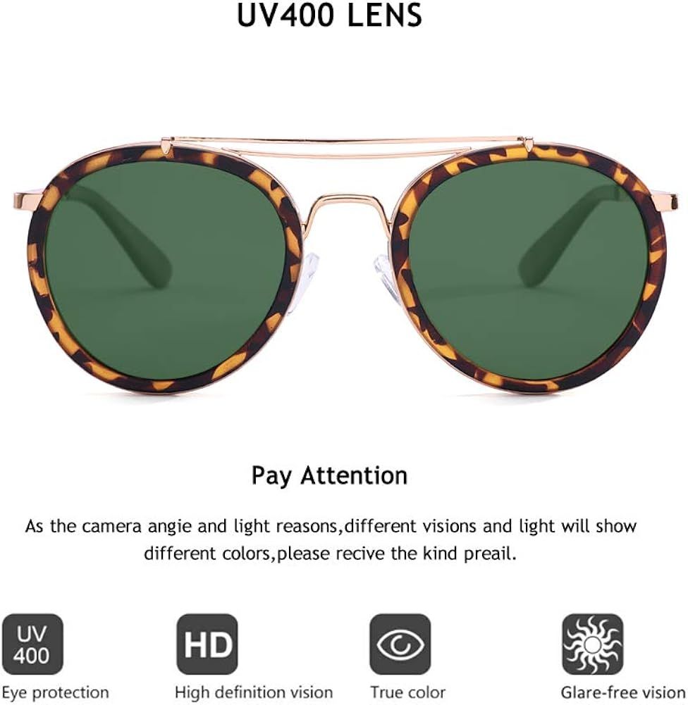 2020 VentiVenti Vintage Steampunk Double Bridge Round Polarized Sunglasses Designer Metal Frame F... | Amazon (US)