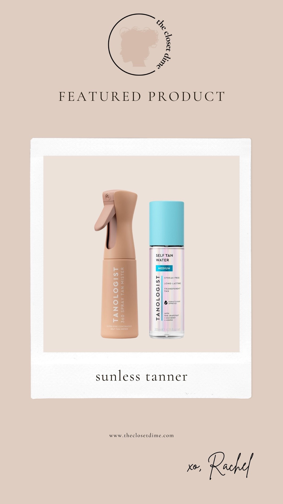 Love this self tanner combo from Tanologist! I buy the tan water then pour it into the mister for an even application. 
I mostly use shade Medium. 
Sunless tanner
Bronzing tanner
Tanning water
Tanning mousse 


#LTKmorningroutine #LTKselfcare #LTKBeauty