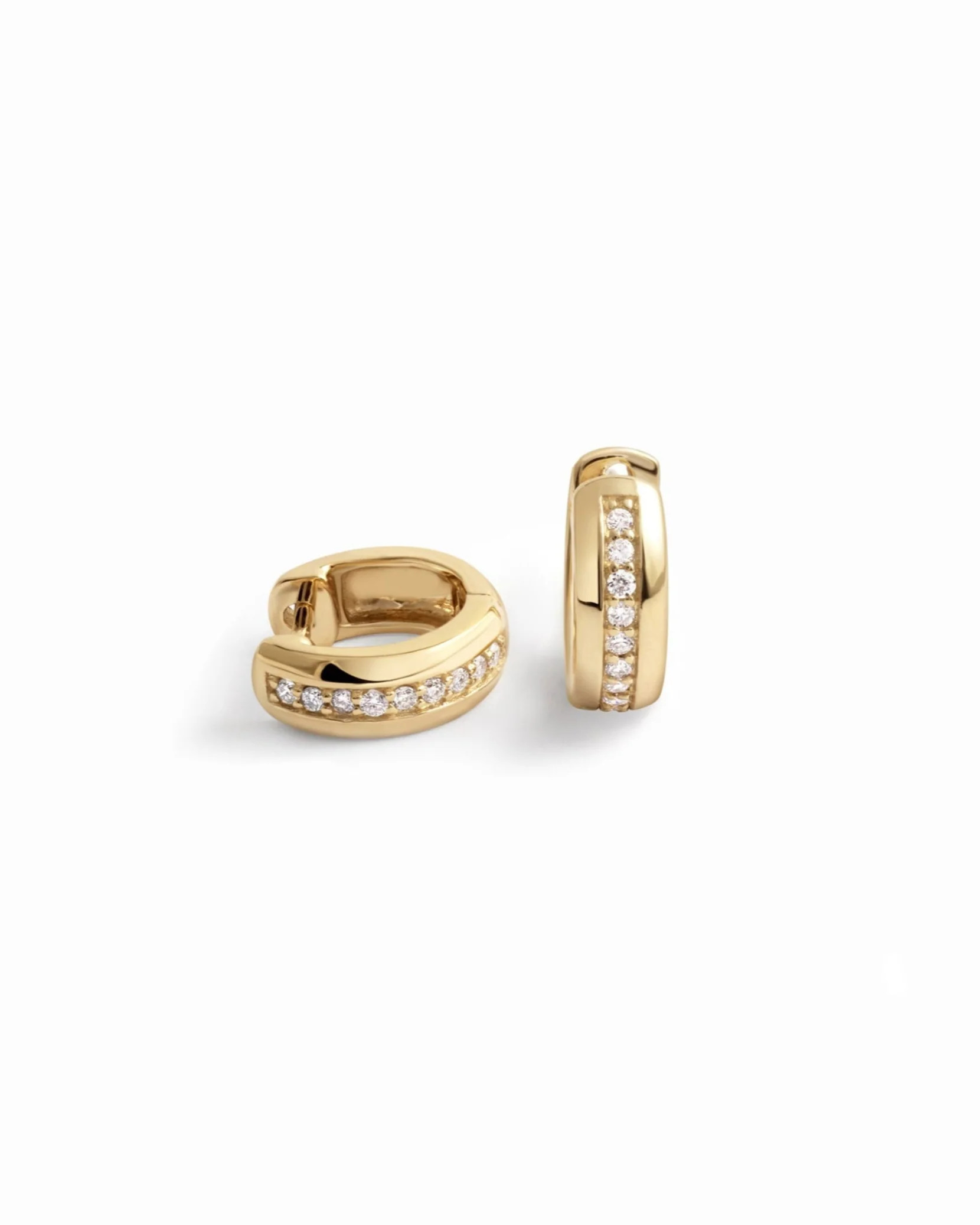 Stripe Diamond Huggie Earrings | Sami Jewels