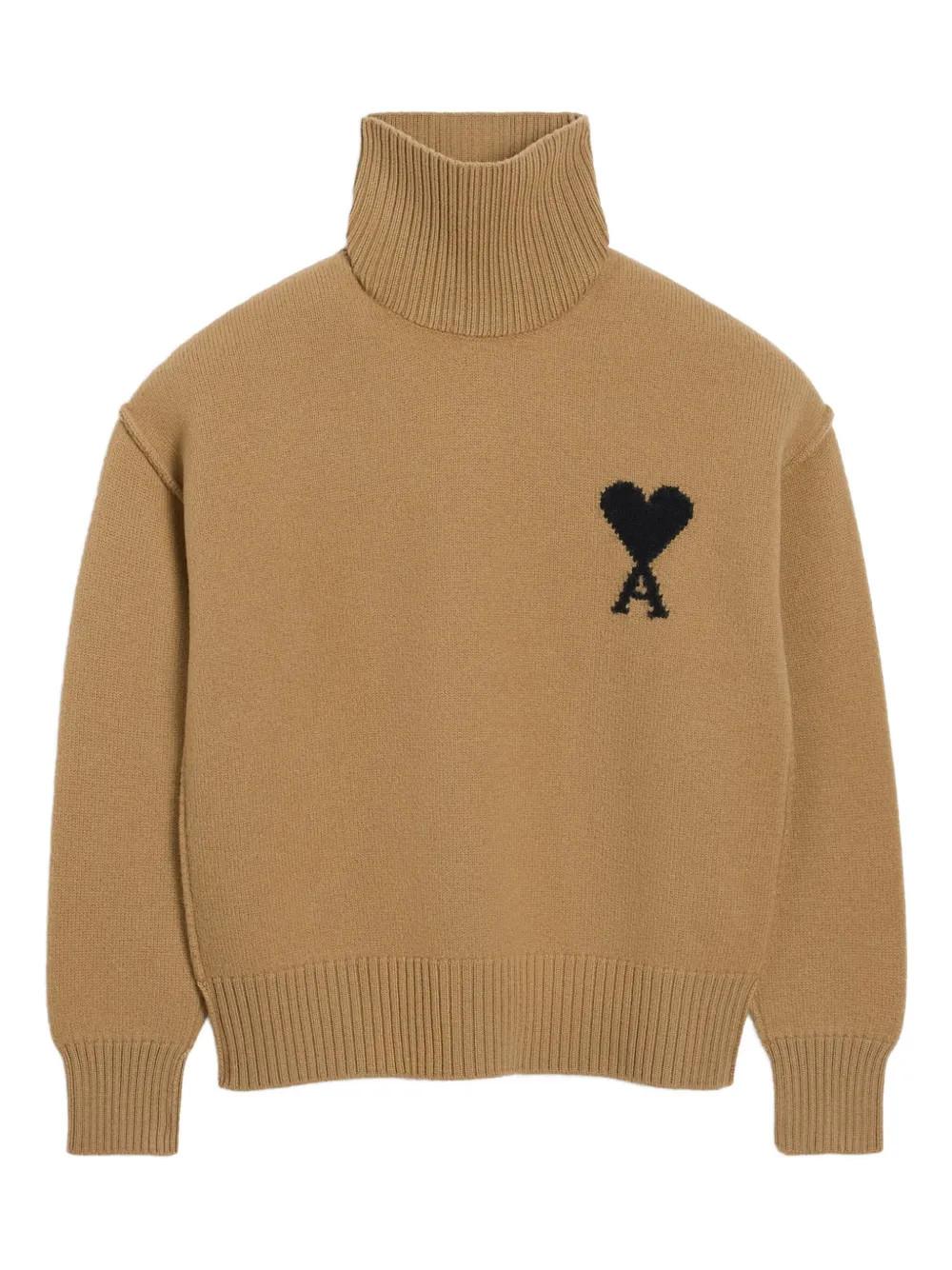 AMI Paris Ami De Coeur funnel-neck Sweater | Brown | FARFETCH | Farfetch Global