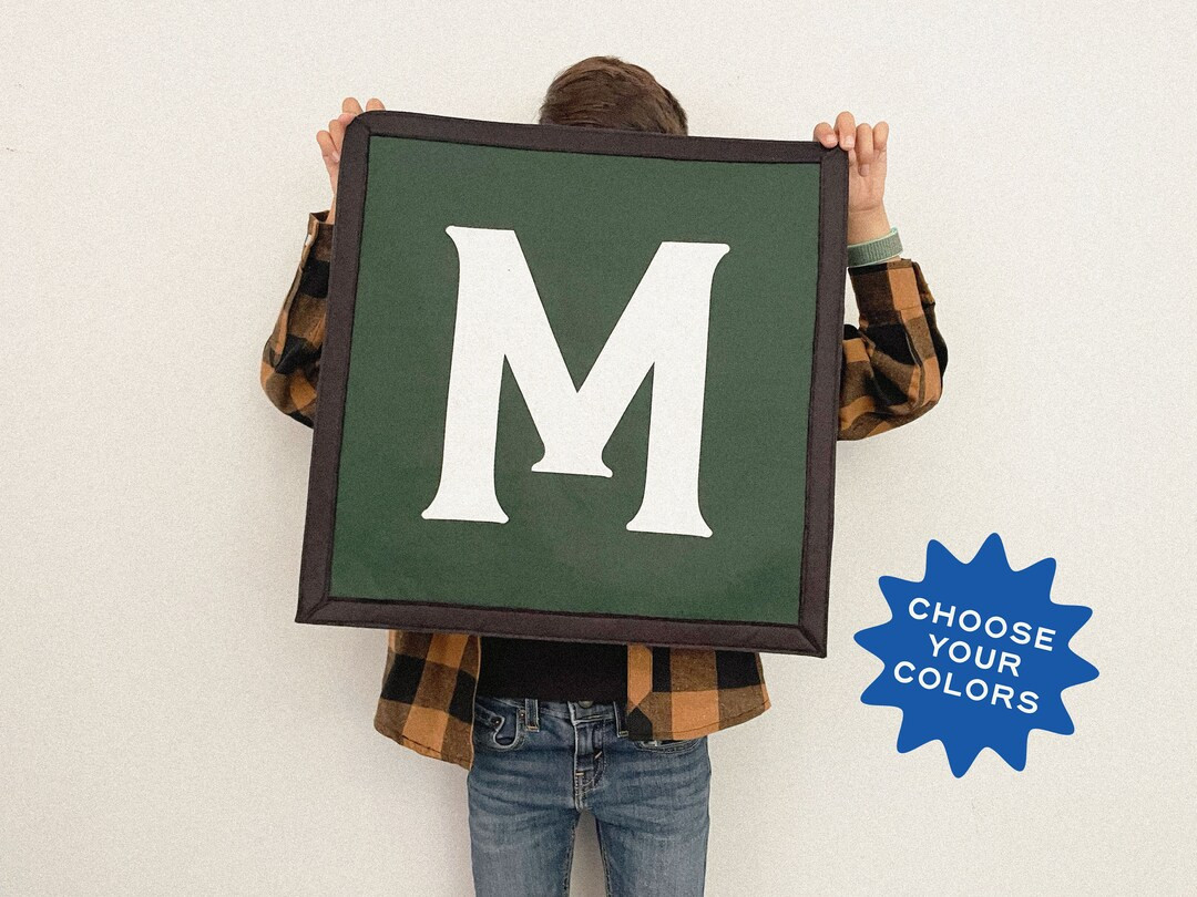BLOCK INITIAL BANNER - Custom Initial Wool Felt Pennant Banner - Vintage Style Personalized Felt ... | Etsy (US)