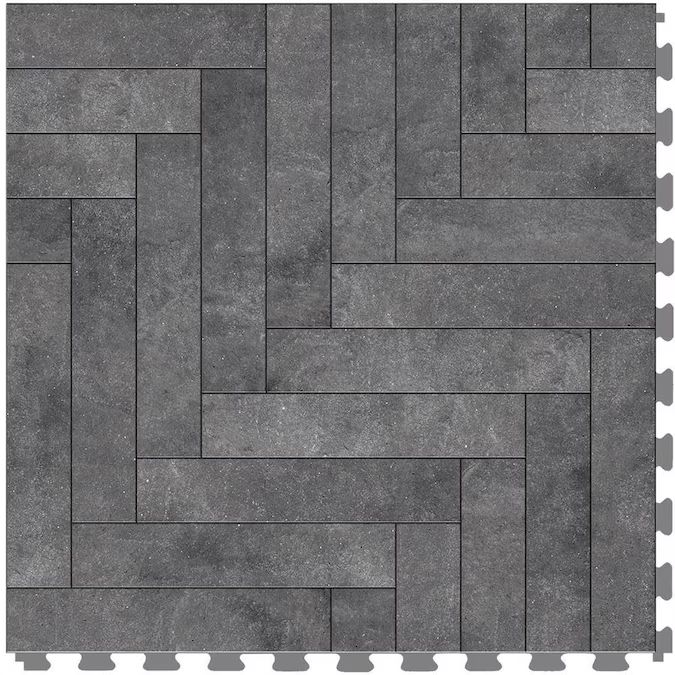 Perfection Floor Tile Geo Collection 6-Piece 20-in x 20-in Chevron Blackstone/Satin Interlocking... | Lowe's