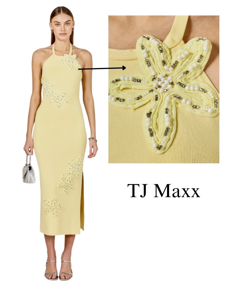 Endless Rose dress on sale at TJ Maxx, butter, yellow maxi, flour, beaded design, date, night, spring, summer, design designer deals.

#LTKSaleAlert
