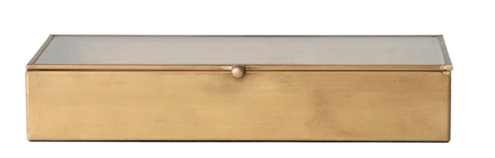 Decorative Mirrored Brass Box, Antique Finish | Dwell Home Co.