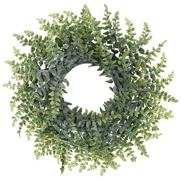 Artificial Green Leaf Wreath, 14'' Boxwood Round Wreath for Front Door Wall Window Party Décor | Walmart (US)