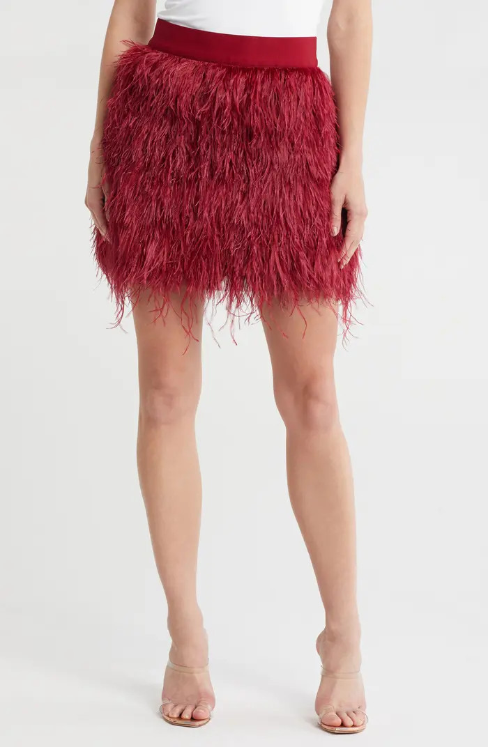 Alice + Olivia Cina Ostrich Feather Miniskirt | Nordstromrack | Nordstrom Rack