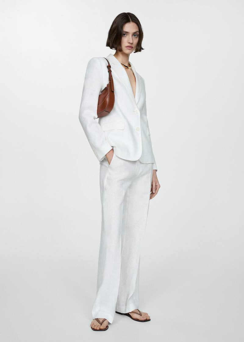 Blazer costume 100 % lin  -  Femme | Mango France | MANGO (FR)