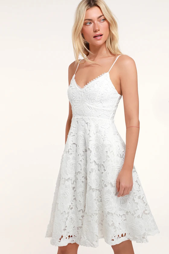 Nora Lee White Sleeveless Lace Midi Dress | Lulus