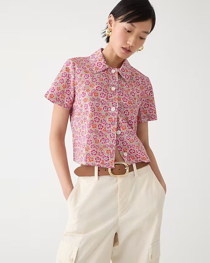 Cropped gamine shirt in Liberty® Ellie fabric | J.Crew US