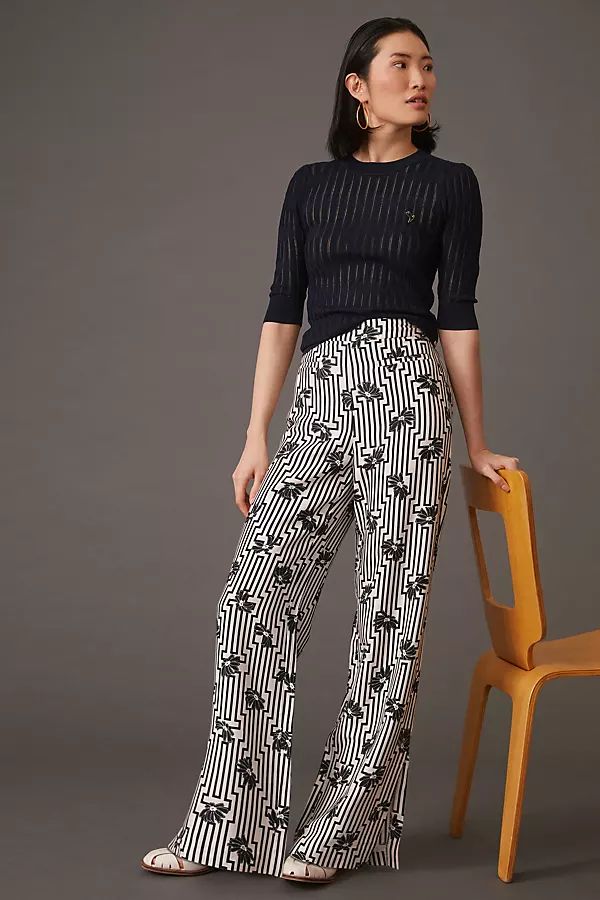 Maeve Escape Printed Pants By Maeve in Black Size 4 | Anthropologie (US)