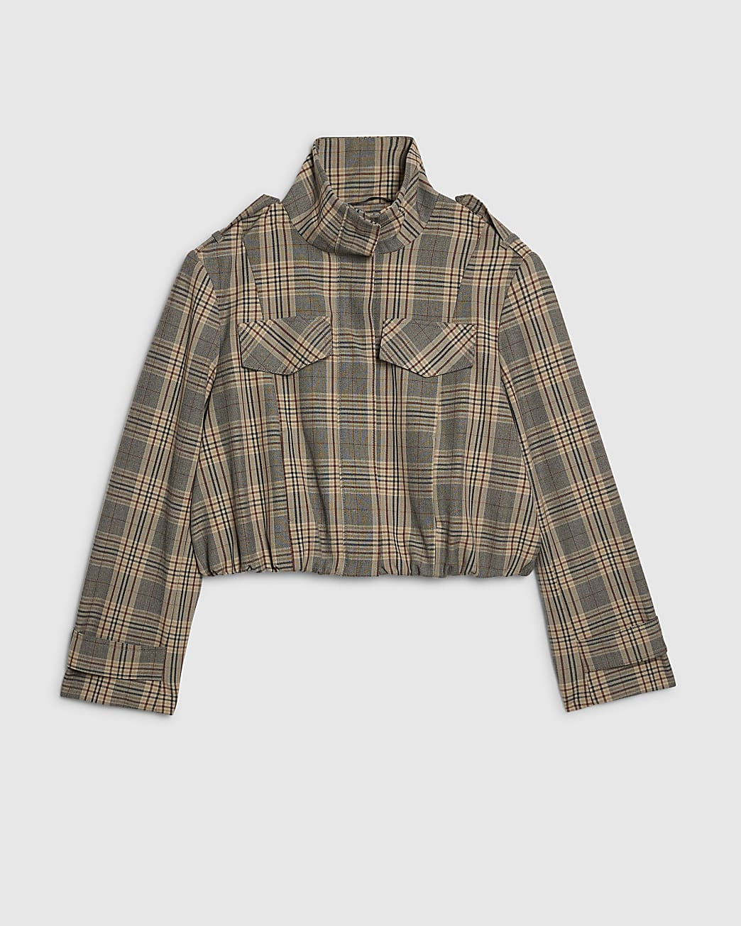 Petite Grey Funnel Neck Bomber Jacket | River Island UK & IE
