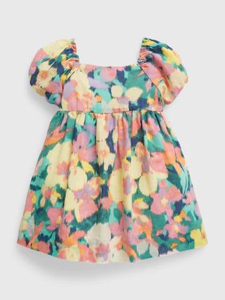 Baby Linen-Cotton Puff Sleeve Floral Dress | Gap (US)