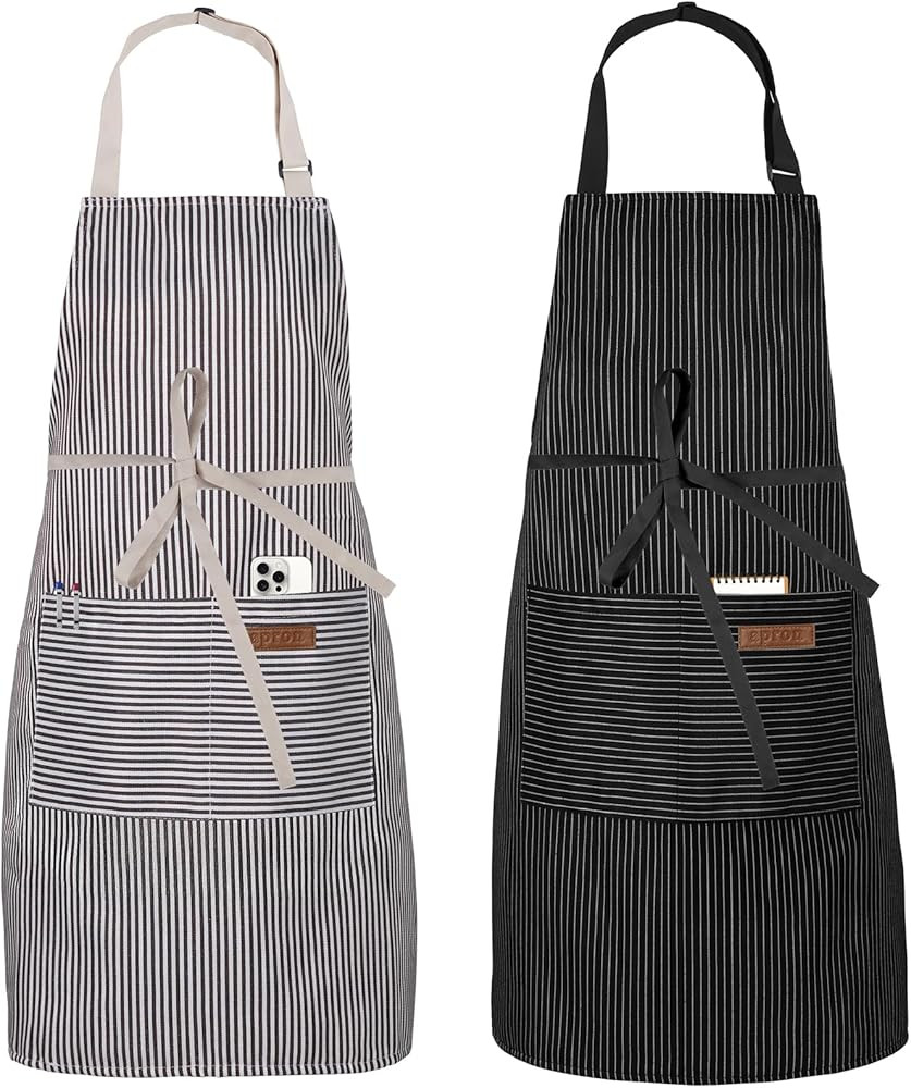 2 Pack Apron, Cooking Kitchen Aprons, Adjustable Bib Apron with 2 Pockets for Men Women Chef Apro... | Amazon (US)