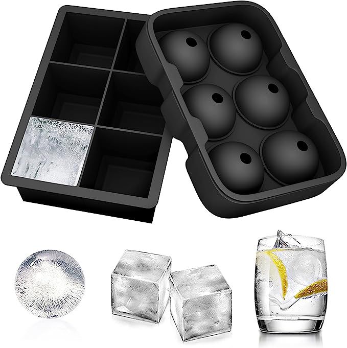 Ouddy 2 Pack Silicone Ice Cube Molds, Ice Cube Trays Silicone Large Ice Balls Cube Mold for Whisk... | Amazon (US)