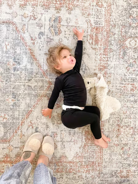 Gray Vintage Medallion Washable  Area Rug | Rugs USA