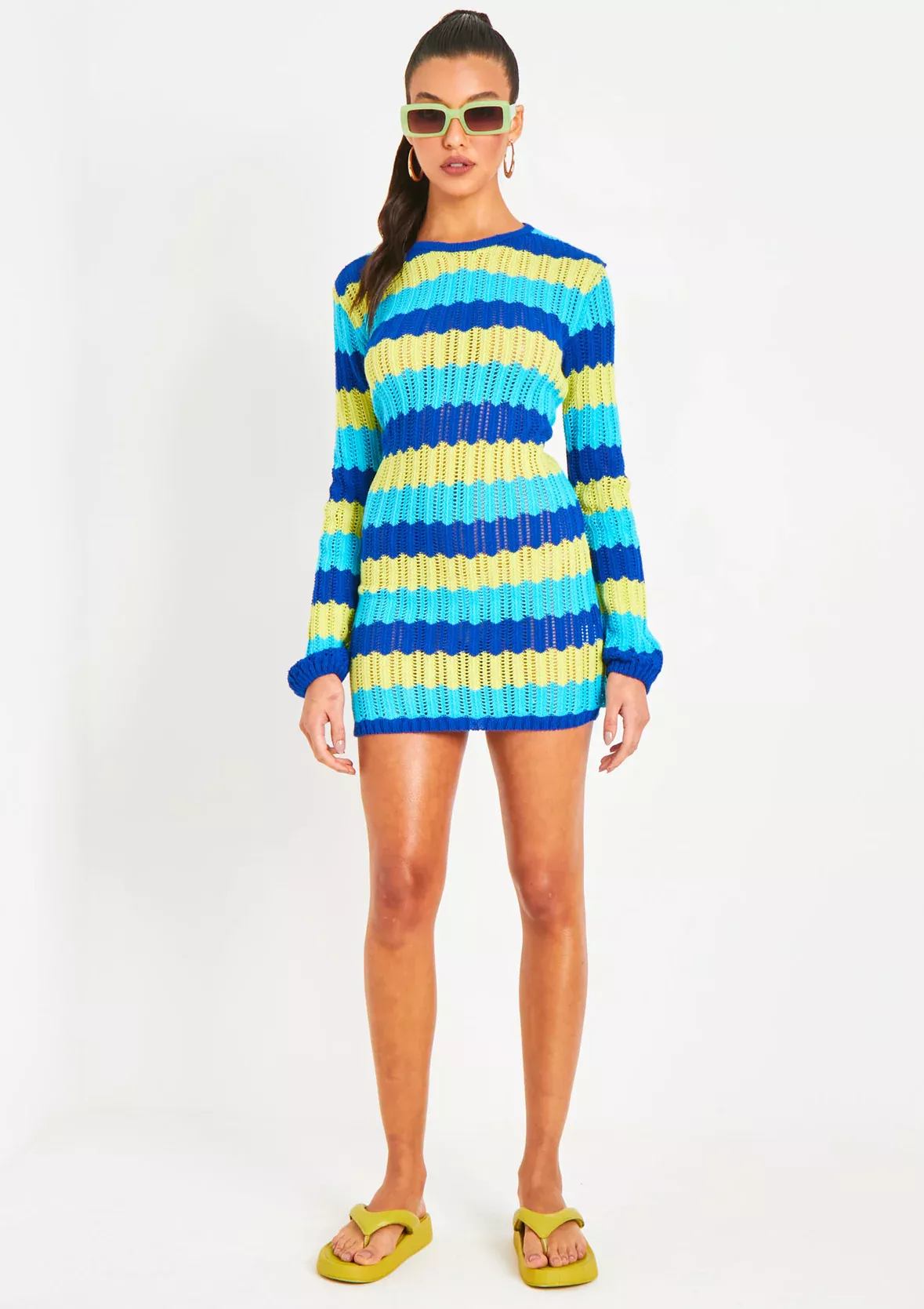 Crochet Knitted Backless Mini Dress