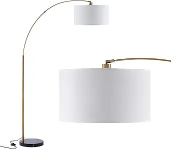 Archiology Floor Lamp - Arc Floor Lamp with Unique Hanging White Linen Drum Shade & Marble Base ,... | Amazon (US)