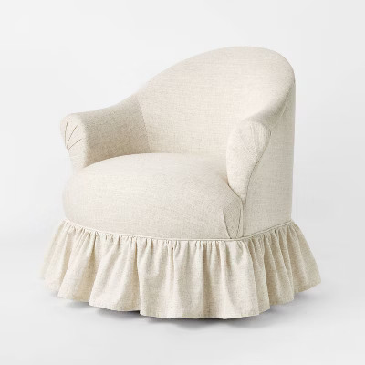 Ruffle Skirt Accent Chair with Swivel Cream Flecked Linen - Threshold™ designed with Studio McG... | Target