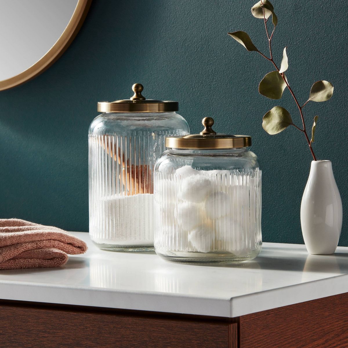 Medium Glass Bath Canister Brass - Threshold™ | Target