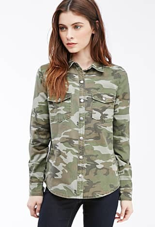 Camouflage Print Shirt Jacket | Forever 21 (US)