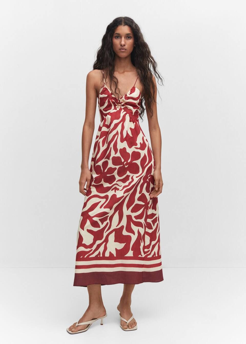 Crossed back printed dress -  Women | Mango USA | MANGO (US)