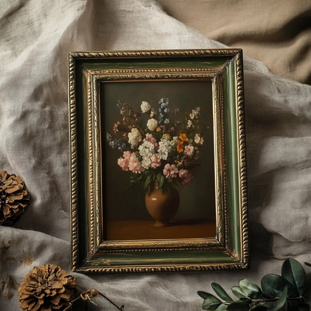 Moody Wildflowers Painting Print, Unframed Botanical Dark Still Life Art Print, Flowers Wall Art,... | Etsy (US)