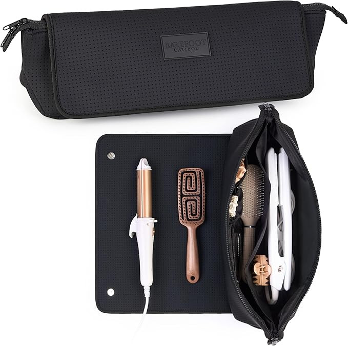 BAREFOOT CARIBOU Hair Tools Travel Bag and Heat Resistant Mat for Flat Irons, Straighteners, Curl... | Amazon (US)