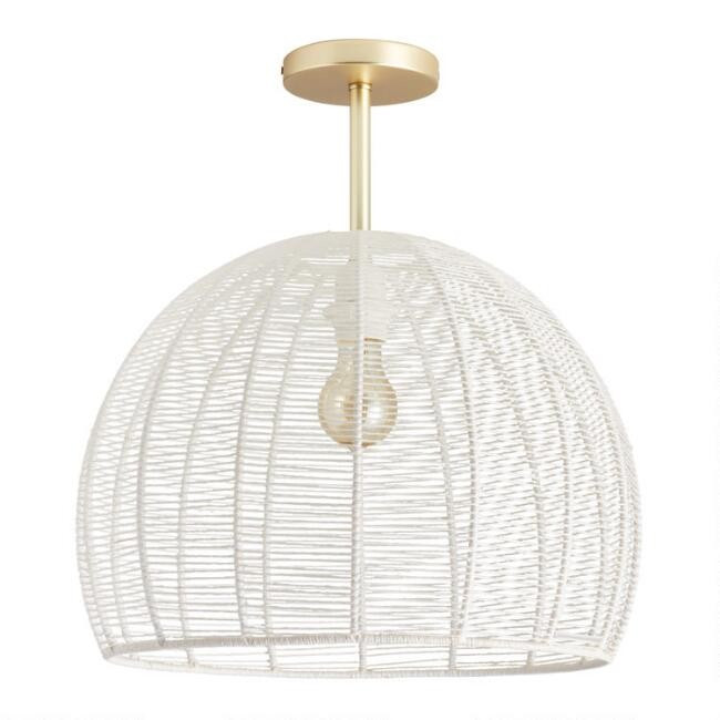 White Paper Rope Dome Semi Flush Mount Ceiling Light | World Market