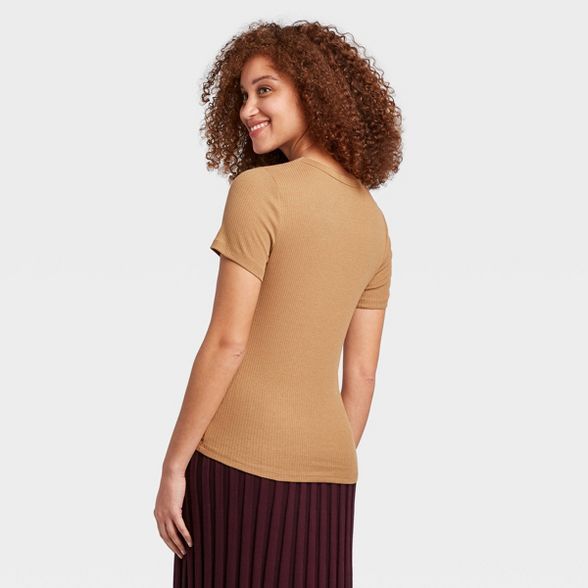 Women's Slim Fit Short Sleeve Rib T-Shirt - A New Day™ | Target