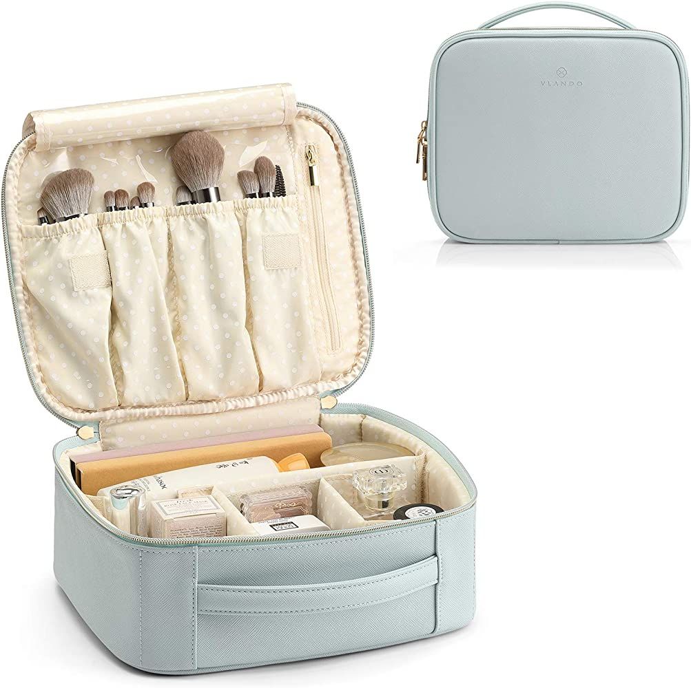 Vlando Travel Makeup Cosmetic Case Storage Bag Cosmetic Bag Portable Artist Storage Bag with Adju... | Amazon (US)