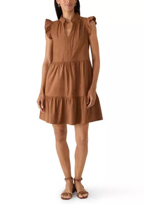 Women's Sleeveless Suede Ruffle Tiered Babydoll Dress | Belk
